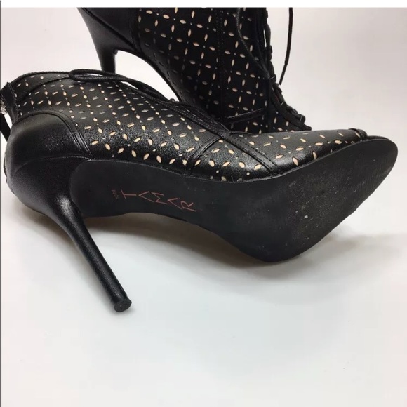 Tamar Black Stiletto Laser Cut Bootie 10 - Picture 6 of 7